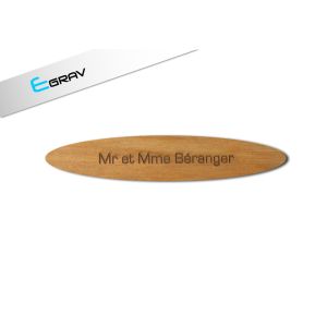 Plaque de porte ovale en bois 13 cm x 3 cm