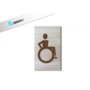 Plaque wc handicap en bois 60 mm par 100 mm